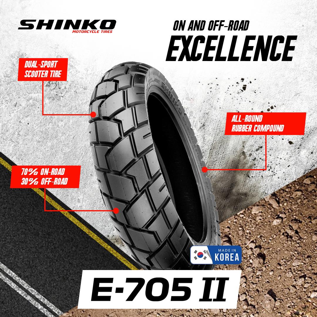 Shinko Motorcycle Tires E705II Dual Sport Scooter 90/80-14