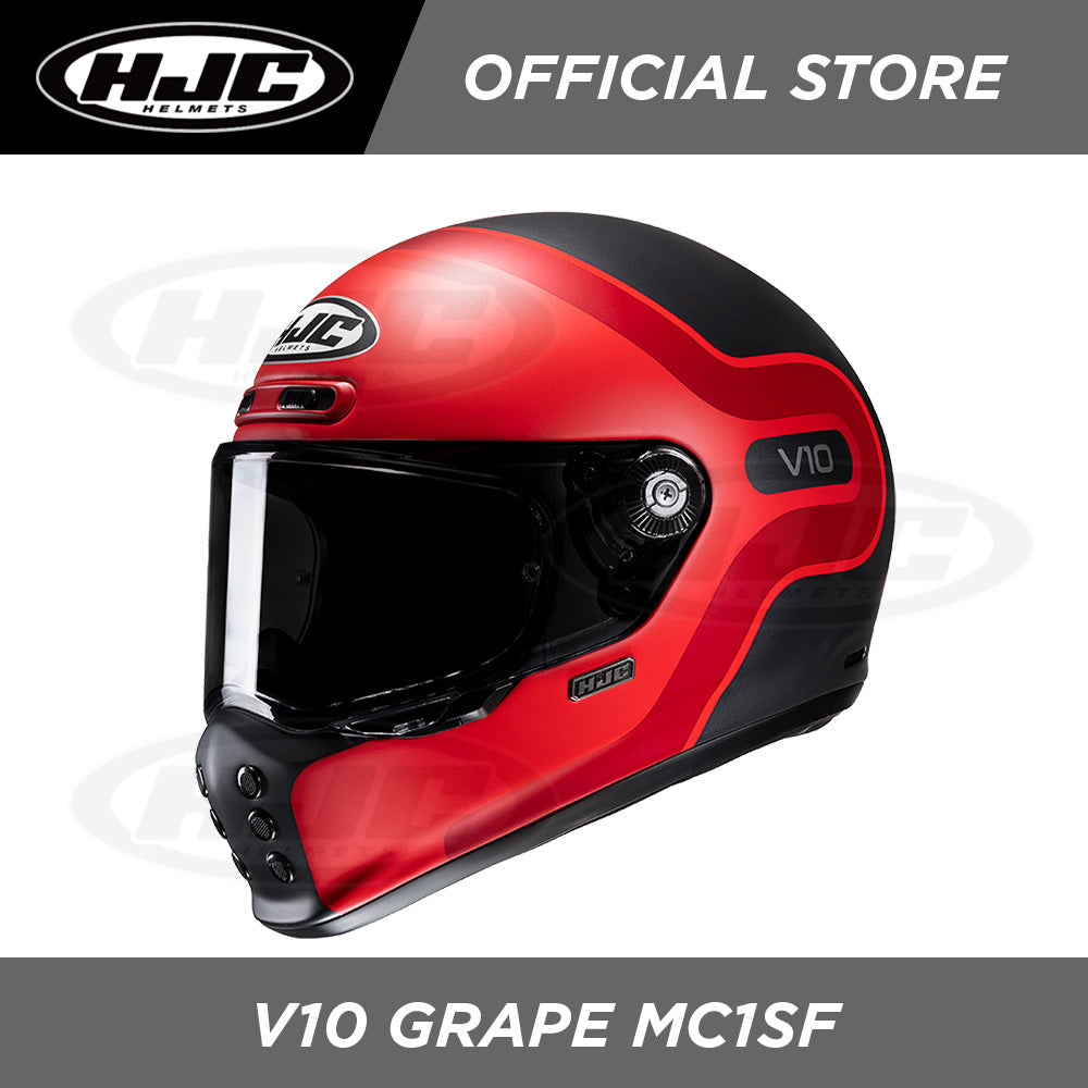 Casque Moto HJC V10 Foni MC1SF – Taille M, Noir Mat/rouge, Neuf