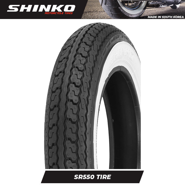 Shinko Motorcycle Tires Scooter SR550 3.50-10 WHITE WALL B TT/TL