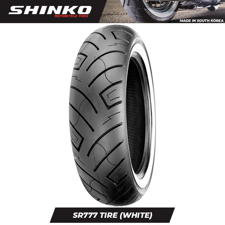 Shinko Motorcycle Tires SR777 WHITE WALL 150/80-16WW Front TL