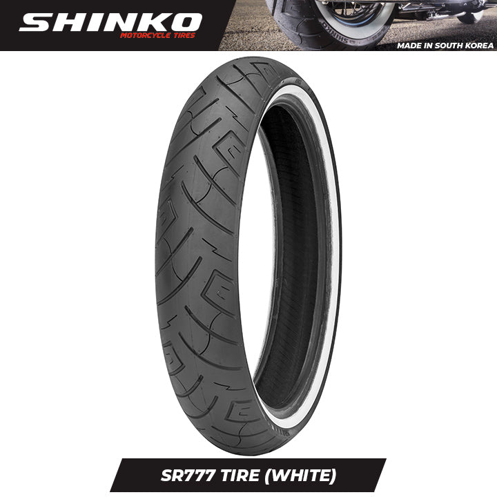 Shinko Motorcycle Tires SR777 WHITE WALL 150/80-16WW Front TL