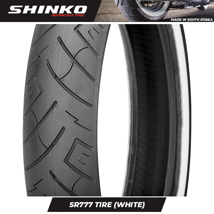 Shinko Motorcycle Tires SR777 WHITE WALL 180/55B18WW Rear TL
